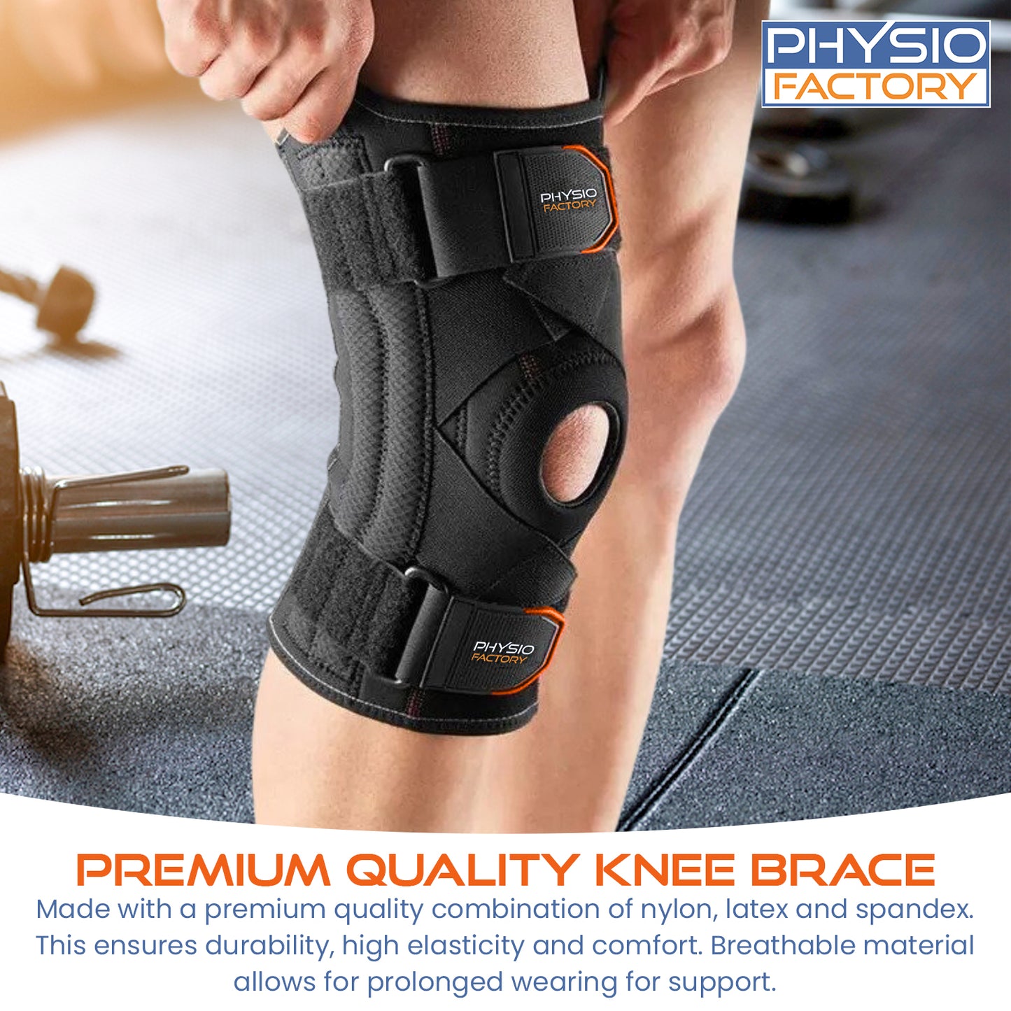 Physio Factory Knee Support Brace for Meniscus Tear: Flexible Lateral Support, Comfort for Sports Activities