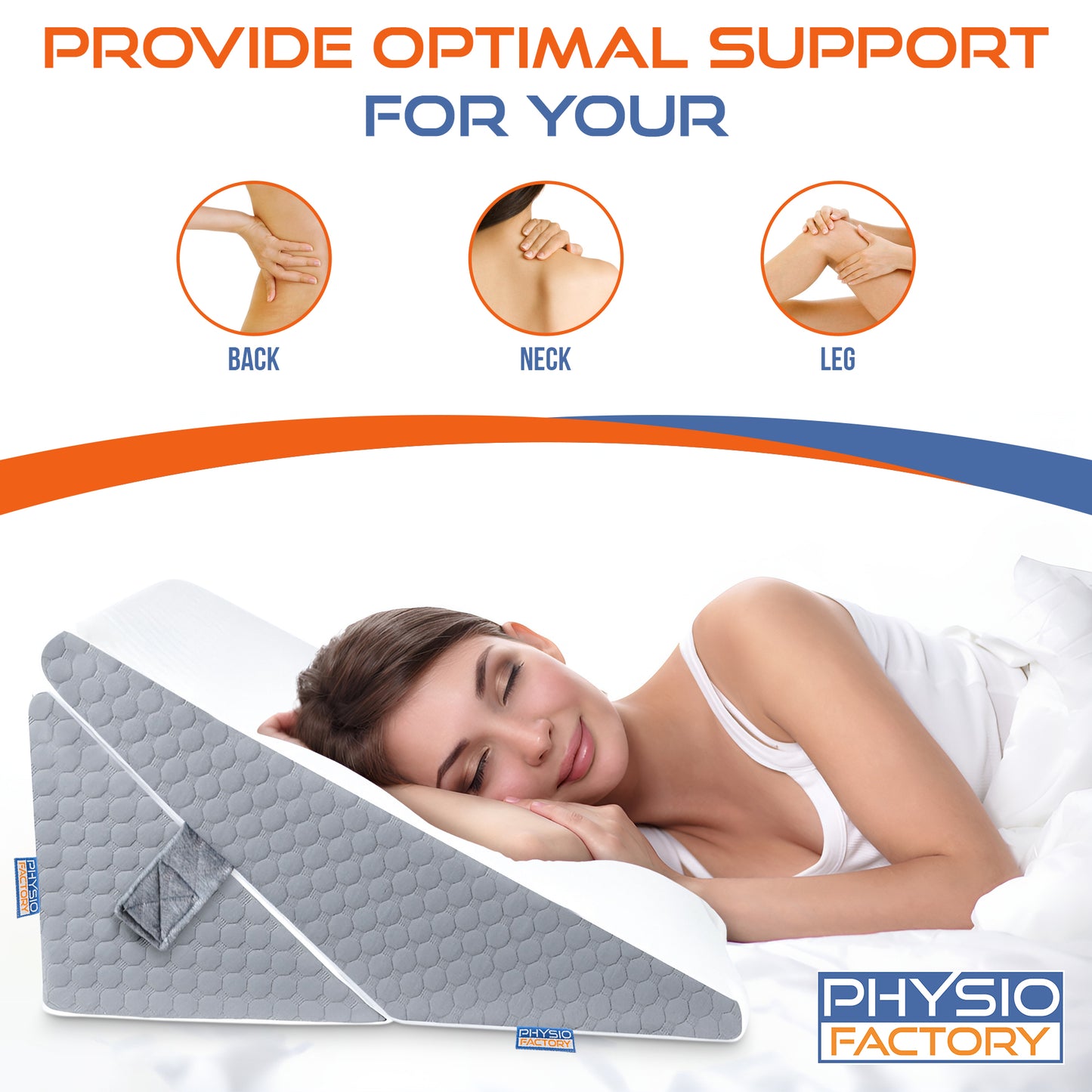 Physio Factory Premium Quality Orthopedic Memory Foam Bed Wedge Pillow Set, Adjustable Sleeping and Reading Support, Orthopaedic Back Pillow Post Surgery, Soft and Comfortable 3 Piece Set