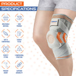 Physio Factory Knee Support. Knee Brace for Knee Pain, Knee Compression Sleeve. Knee Brace Support for Women and Men in Sport. Knee Support brace for arthritis. Knee Sleeves - Grey/Orange